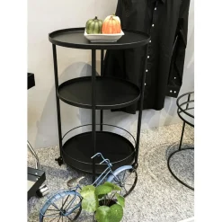 desserte tablettes en métal laqué noir