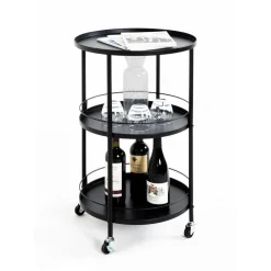 desserte tablettes en métal laqué noir