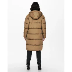 Doudoune longue matelassée beige