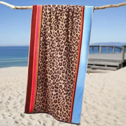 Drap de plage en Coton eponge bouclette LEOPARDEAU Multicolore