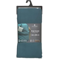 Drap Housse B30 160x200cm 2 places bleu canard