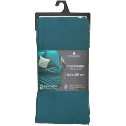 Drap Housse B30 160x200cm 2 places bleu canard