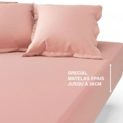 Drap housse grand bonnet polycoton TERTIO® - Rose blush