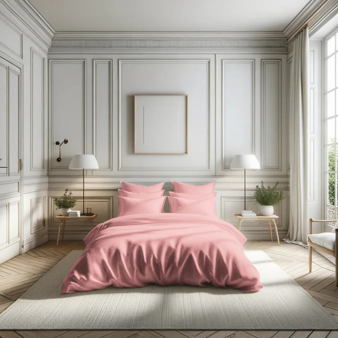 Drap Housse Grand Bonnet Percale De Coton TERTIO® - Rose Blossom