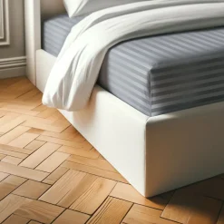 Drap Housse satin de Coton rayé TERTIO® - Gris Perle
