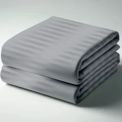 Drap Housse satin de Coton rayé TERTIO® - Gris Perle