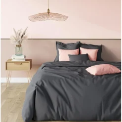 Drap housse sommier articulé coton TERTIO® - Gris anthracite