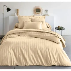 Drap Housse uni Grand Bonnet satin de coton TERTIO® - Ecru
