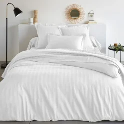 Drap Housse uni Grand Bonnet Satin De Coton TERTIO® - Blanc