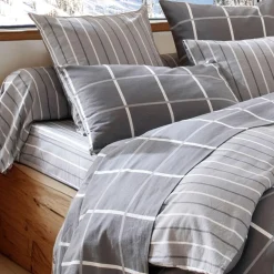 Drap plat CARREAUX coton carreaux et rayures gris