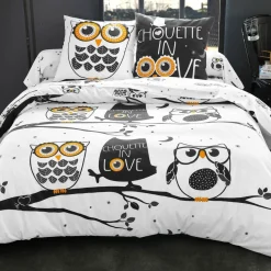 Drap plat CHOUETTE IN LOVE gris