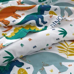 Drap plat coton motifs dinosaures T REX DRJU Vert