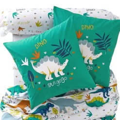 Drap plat coton motifs dinosaures T REX DRJU Vert