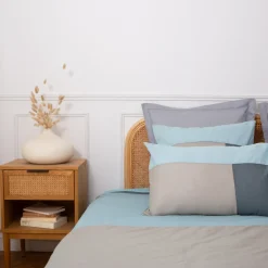 Drap plat coton TRIO - bleu