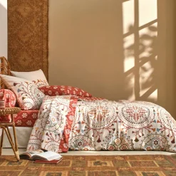Drap plat DISQUES SOLAIRES, style folk, beige