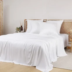 Drap Plat en Bambou - Blanc