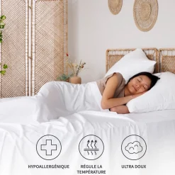 Drap Plat en Bambou - Blanc