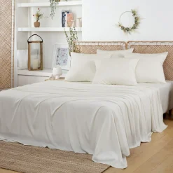 Drap Plat en Bambou - Ivoire
