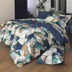Drap plat en coton VITRAUX bleu foncé