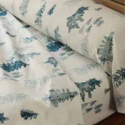 Drap plat en flanelle BLUE SALEN motif montagne, bleu