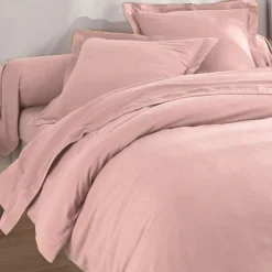 Drap plat en FLANELLE UNI Laureat rose poudre