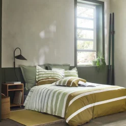 Drap plat en percale de coton GRAND LARGE Kaki
