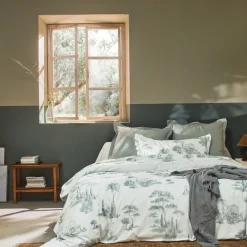 Drap plat en percale de coton PROMENADE Sauge
