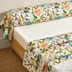 Drap plat en satin de coton GIARDINO Naturel