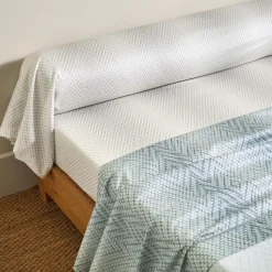 Drap plat en satin de coton GRAVITY Bleu céleste