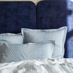 Drap plat en satin de coton GRAVITY Bleu céleste