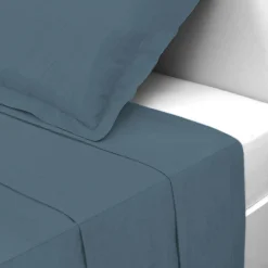 Drap plat gaze de coton TERTIO® - Bleu orage