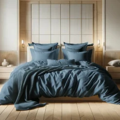Drap plat gaze de coton TERTIO® - Bleu orage