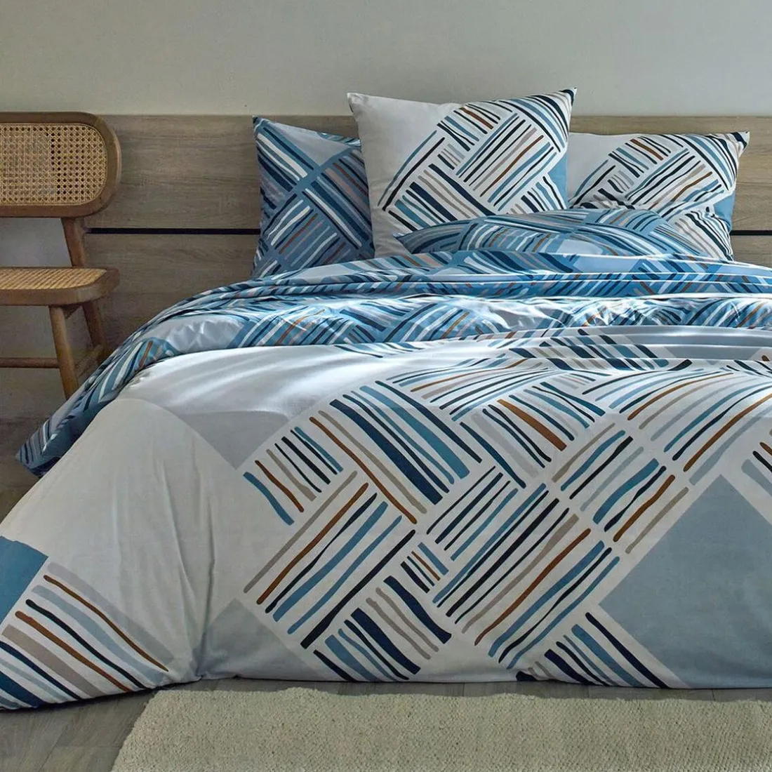 Drap plat LIVIO - Bleu grisé