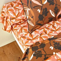 Drap plat MONDE VEGETAL imprimé feuilles, multicolore