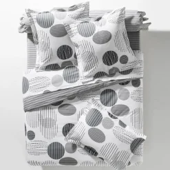 Drap Plat Pastille Rayées-gris