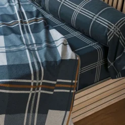 Drap plat percale à carreaux CHRISTOPHE bleu