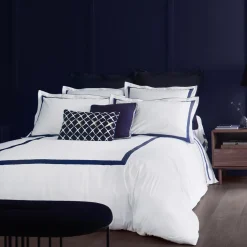Drap plat percale de coton mercerisée EGERIE Bleu Corinthe