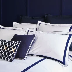 Drap plat percale de coton mercerisée EGERIE Bleu Corinthe