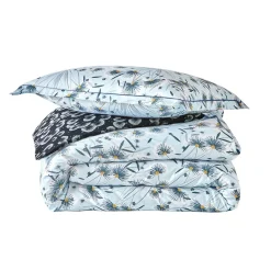 Drap plat satin FLOREA Bleu céleste