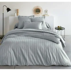 Drap plat uni satin de coton TERTIO® - Gris Perle