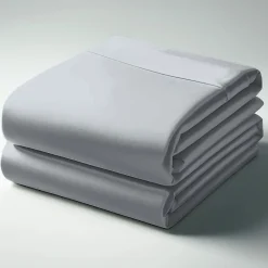 Drap plat uni satin de coton TERTIO® - Gris Perle