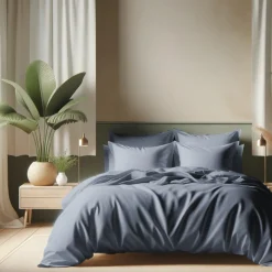 Drap-housse coton TERTIO® - Bleu Orage
