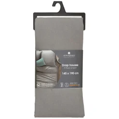 Drap-housse en coton, gris, bonnet H30cm, 140x190 cm