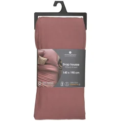Drap-housse en coton, rose blush, bonnet H30cm, 140x190 cm