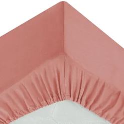 Drap-housse en coton, rose blush, bonnet H30cm, 140x190 cm