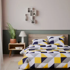 Drap-housse en coton TRIGONE - Bleu