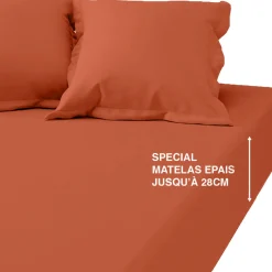 Drap-housse grand bonnet coton TERTIO® - Tangerine