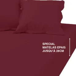 Drap-housse grand bonnet coton TERTIO® - Grenat