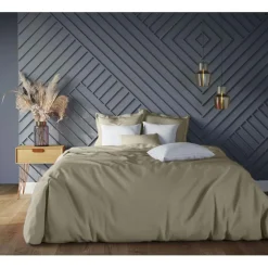 Drap-housse grand bonnet coton TERTIO® - Gris Galet
