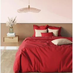 Drap-housse grand bonnet coton TERTIO® - Rouge Carmin